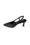 Yazkiş Women's Black Navy Skin Silver Pointed Toe Stone Top 8cm Goblet Heel Evening Dress Shoes - 3
