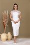 Atlas Fabric Bead Detailed Pencil Dress - White