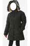 Girl's Black Inflatable Coat with Removable Hood - 3