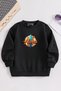 Children's Black Crew Neck Aloha Printed, Winter Thick Raster Fabric