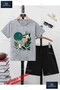 Children's Unisex “Green Girl from the Sky“ Special Printed Crew Neck T-Shirt - Shorts Set