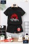 Kids Unisex “Car Tokyo Red Circle on It“ Custom Printed Crew Neck T-Shirt - Shorts Set
