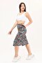 Selani̇k Fabric Pencil Skirt with Elastic Waist - 3