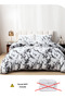 Single-Size 4-Piece Duvet Cover Bedding Set featuring a White and Grey Marble Design 160x210cm, - 4