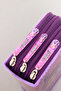 Purple Heart Girls Patterned Pvc Three Compartment Girls Organizer Pen Holder Pencil Case -Cp7002 - 8