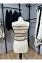 Striped Floral Pattern Buttoned Knitted Sleeveless Bustier Crop - 3