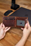 3786 Genuine Leather Horizontal Men's Wallet with Plenty of Card Holders - 3