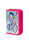 Pink Bicycle Girl Patterned Pvc Three Compartment Girl's Organizer Pen Holder Pencil Case -Cp7002 - 5