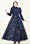 Sual Stone Detail Evening Dress 5099D170-Ms Navy - 3