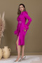 Satin Otriş Detailed Pencil Long Dress - Fuchsia - 5