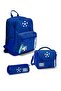 Goshopya Navy Blue Cobalt Blue Football Patterned 3-Piece School Bag Set Goset0123697