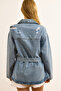 Women's Blue Laser Ripped Belted Denim Jacket Ckt-19000451 - 2