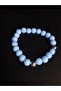 Blue Glass Beaded Metal Detailed Bracelet - 3