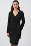 Women's Double Breasted Collar Knitwear Dress 15928 - Black