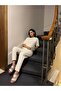 Beige Linen Fabric Trousers Crop Top Set - 3