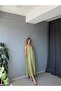 Women's Green Casual Midi Length Dress with Rope Strap - 6