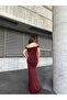 Slit Stone Flowers Dress Red 583305 - 3