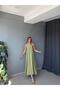 Women's Green Casual Midi Length Dress with Rope Strap