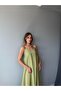 Women's Green Casual Midi Length Dress with Rope Strap - 2