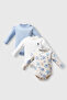 U.S. Polo Assn Baby Boy Blue 3-Piece Bodysuit Set