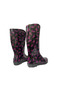 Women's Purple-Black Patterned Garden Rain Boots Emk2036-97 - 4