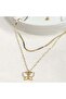 Steel Flat Chain ​​Fly Combination Double Necklace - 2