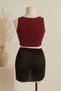 Women's Burgundy Round Neck Crop and Black Pareo Set of 2 - 2