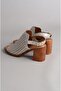 Seç 1602 Genuine Leather Women's Heel Sandals (7 cm) White Glitter - 5