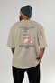 Galata Tower Istanbul Back Printed Beige Oversize T-Shirt Men's Women's Cotton Crew Neck T-Shirt - 4