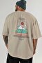 Uludağ Turkey Back Printed Beige Oversize T-Shirt Men's Women's Cotton Crew Neck T-Shirt - 5