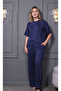 Women's Navy Blue New Season Relaxed Fit Stone Set Stylish and Comfortable Two-Piece Combination - 4