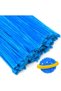 150 Pieces Blue, White, Light Blue Colored Chenille, Flower Making Set, Feathered Wire, 30 Cm, Plush Wire - 4