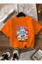 Car Printed T-Shirt with Bicycle Collar for Girls