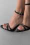 Simone Stone Buckle Detailed Cross Strap Black Patent Leather - 6