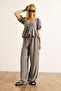 Women's Anthracite Blouse Trousers 2 Pcs Set Tkm-19000417 - 6