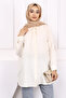 Beige Glitter Striped Linen Tunic - 3