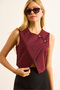 Women's Burgundy Lined Button Detailed Double Breasted Crop Vest Ylk-19000083 - 5