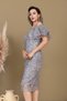 İşleme D Lace Boat Neck Pencil Long Dress - Gray - 3