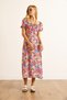 Women's Pink Collar Lace-Up Slit Woven Viscose Dress Elb-19002522 - 5