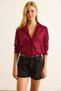 Women's Burgundy Regular Fit Eyelet Embroidery Cotton Shirt GML-19001329 - 3