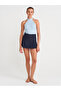10798 Halter Tie Collar Ribbed Knitwear Blouse-Blue - 3