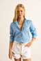 Women's Baby Blue Fisto Regular Fit Cotton Shirt Gml-19001329 - 3
