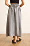 Women's Gray Pocketed Flowy Long Ayrobin Skirt Etk-19000345 - 7