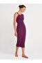 91493 Accessory Detailed Asymmetrical Dress-Purple - 4