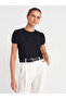 10788 Crew Neck Textured Knitwear Blouse-Black