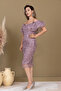 İşleme D Lace Boat Neck Pencil Long Dress - Dried Rose - 6