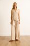 Women's Stone Wrap Blouse Pleated Trousers Suit Tkm-19000423 - 2