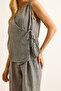 Women's Gray Wrap Blouse Pleated Trousers Suit Tkm-19000423 - 7