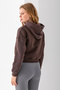 Women's Hooded Teddy Bear Embroidered 3-Strand Crop Sweatshirt Brown - 2668 - 8