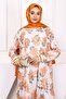Orange Print Chiffon Dress - 3